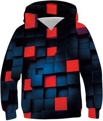 NEWISTAR Jungen und Mädchen Hoodie 3D Gedruckt Kapuzenpullover Unisex Kinder Langarm Lustig Sweatshirt mit Kapuze Pullover Alter 6-16
