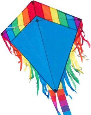 CIM Kinder-Drachen – Maya Eddy Blue – Einleiner-Flugdrachen für Kinder ab 3 Jahren – 65x74cm – inkl. 80m Drachenschnur und 2x250cm Streifenschwänze