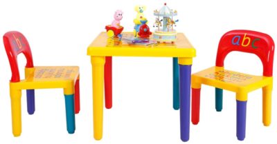 COSTWAY 3tlg. Kindersitzgruppe Kindermöbel Kindertisch mit 2 Kinderstühlen