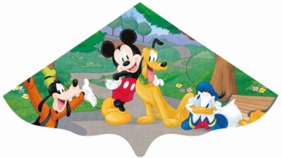 Paul Günther 1109 – Kinderdrachen mit Disney Mickey Mouse Motiv, Einleinerdrachen aus robuster PE-Folie für Kinder ab 4 Jahre mit Wickelgriff und Schnur, ca. 115 x 63 cm groß