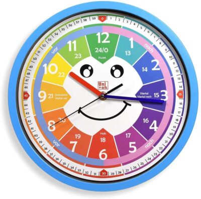 Univok Kinderwanduhr Wanduhr ohne Tickgeräusche Kinder Uhr Lernen (Blau)