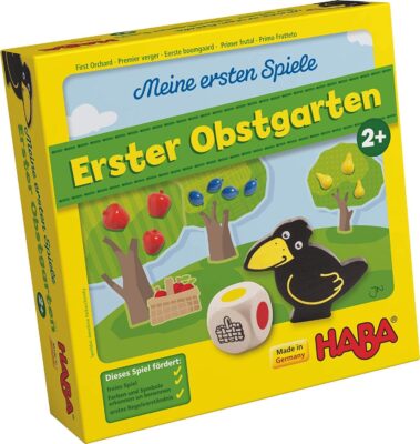 Haba 4655 – Meine ersten Spiele Erster Obstgarten, unterhaltsames Brettspiel rund um Farben und Formen ab 2 Jahren, Holzspielzeug und Lernspiel, der Spieleklassiker für kleine Kinder