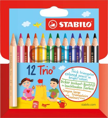 Dreikant-Buntstift – STABILO Trio dick kurz – 12er Pack – mit 12 verschiedenen Farben