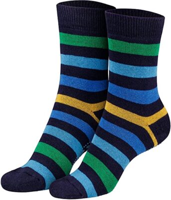 Piarini 2 Paar Kinder Stoppersocken ABS Socken – Anti Rutschsocken mit Noppen aus Baumwolle – Jungen Mädchen Geringelt